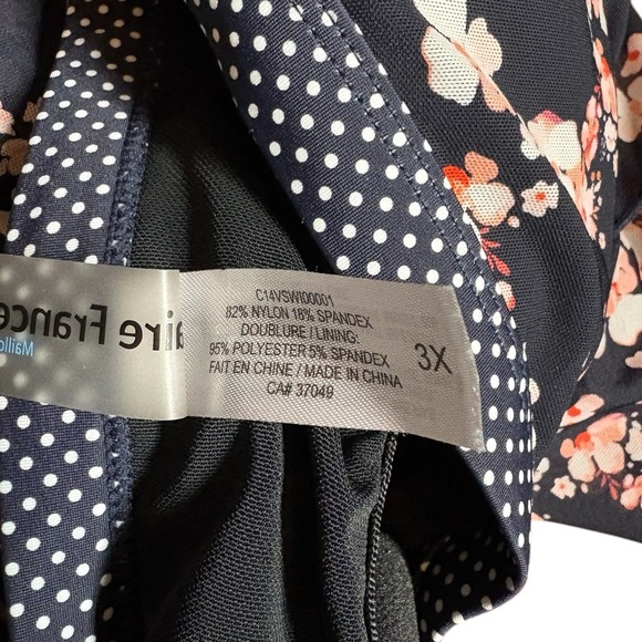 NWOT, Claire France, Plus Size Floral Tankini Top, 3X, Pink, Navy - Picture 5 of 9